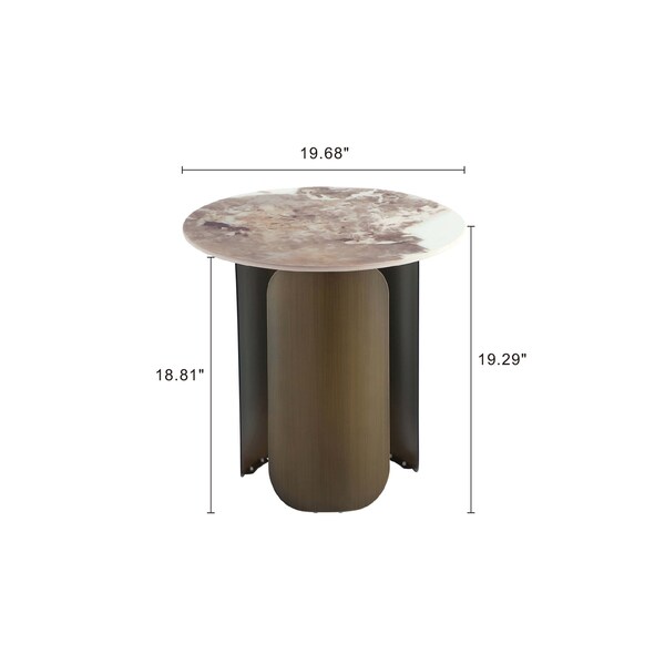 Manhattan Comfort Monica Coffee Table and End Table Set of 2 in Gold - 2-CE0169