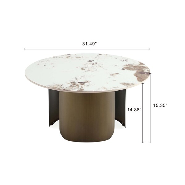 Manhattan Comfort Monica Coffee Table and End Table Set of 2 in Gold - 2-CE0169