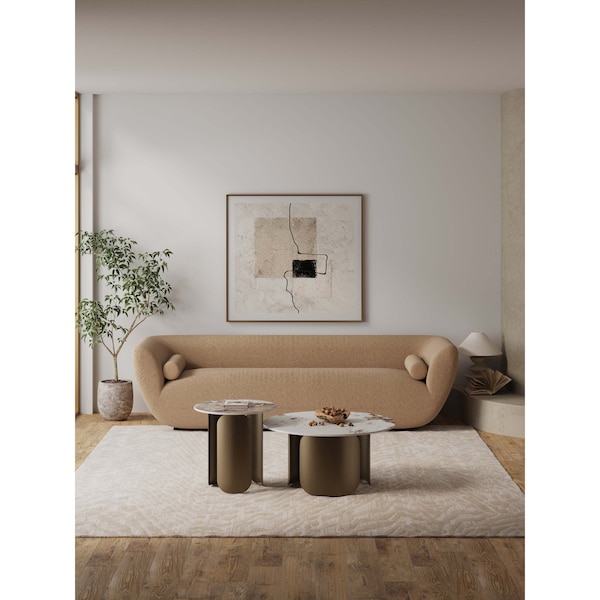 Manhattan Comfort Monica Coffee Table and End Table Set of 2 in Gold - 2-CE0169