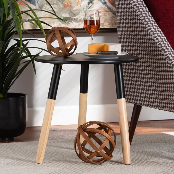 Baxton Studio Obert Mid-Century Two-Tone Black and Oak Brown Finished Wood Coffee Table - 199-12327-ZORO