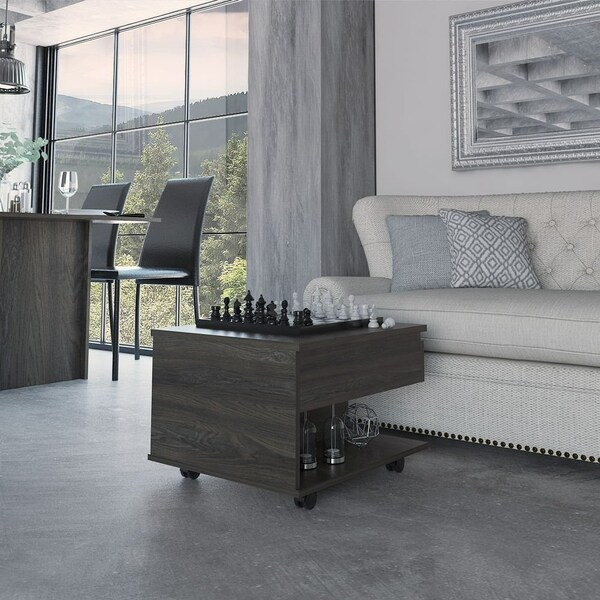 Tuhome Luanda Lift Top Coffee Table, Casters, One Shelf, Espresso, 19.6 L x 21.6 in W x 15.3 H - MLC5015