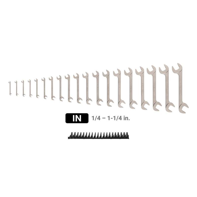 Set de llaves de cabeza angular abierta TEKTON de 1/4 a 1-1/4 pulgadas con organizador modular de llaves (19 piezas) - WAE91503.
