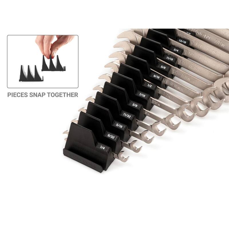Set de llaves de cabeza angular abierta TEKTON de 1/4 a 1-1/4 pulgadas con organizador modular de llaves (19 piezas) - WAE91503.