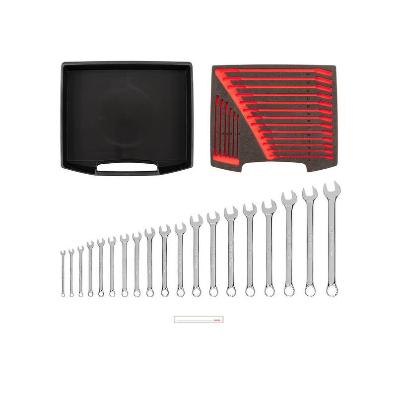 Juego de llaves combinadas TEKTON de 6 a 24 mm con cajón superior abierto y rack (19 piezas) - OLB94202