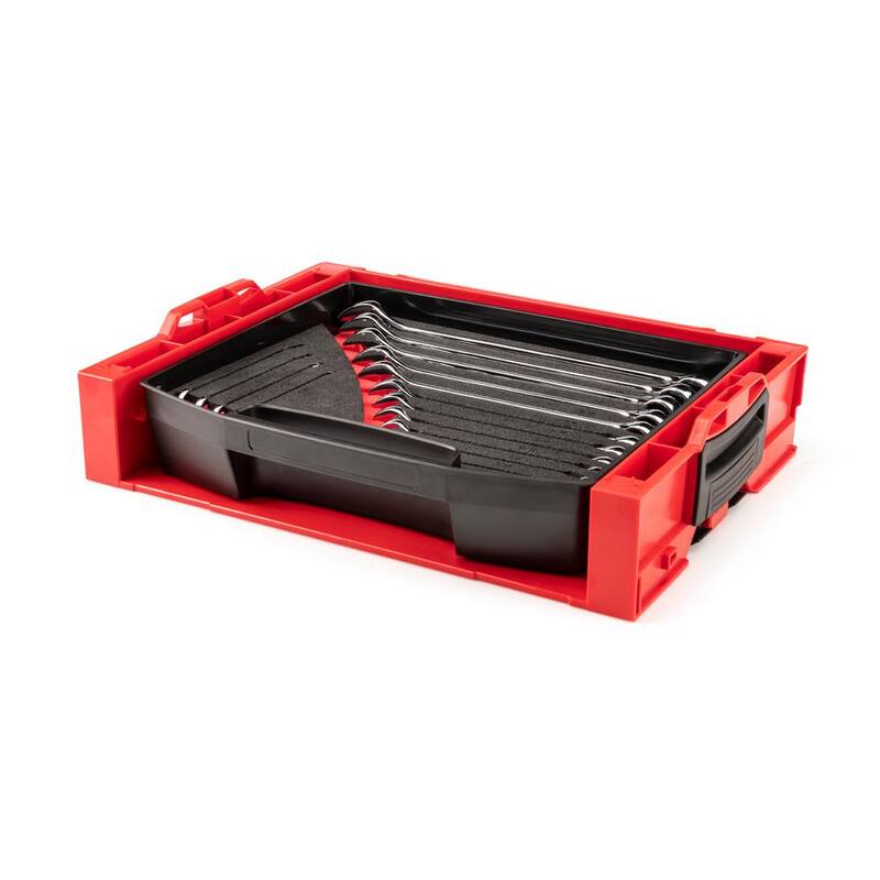 Juego de llaves combinadas TEKTON de 1/4 a 1 pulg. con cajón superior abierto y soporte (15 piezas) - OLB94201