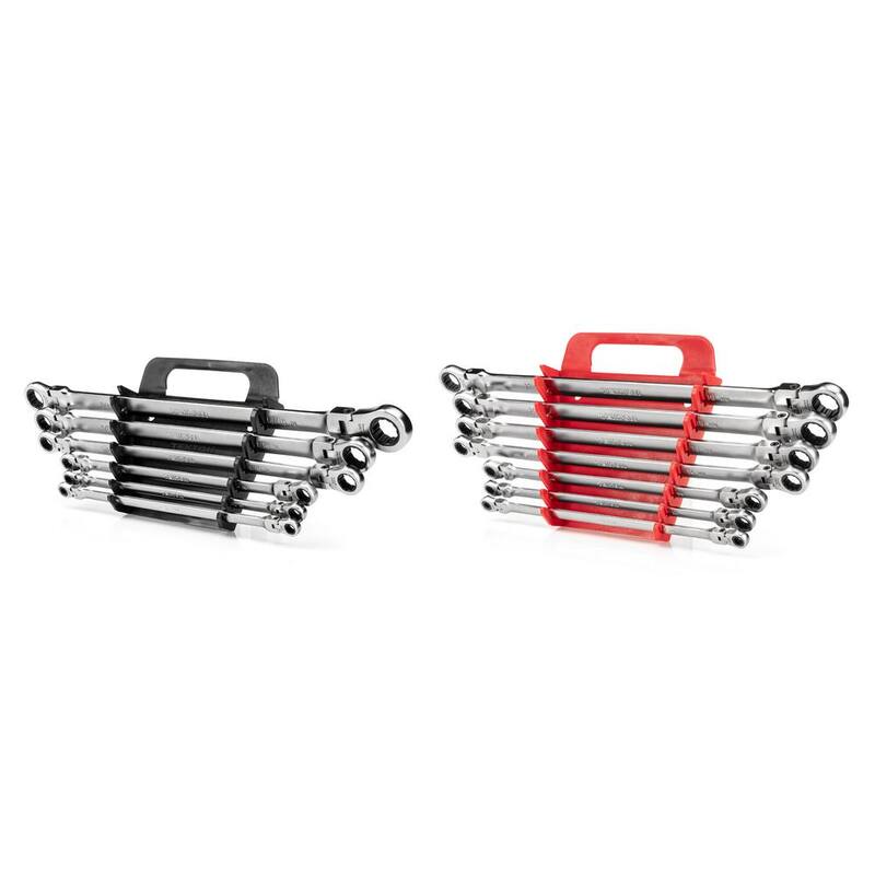 Juego de llaves de caja de trinquete de extremo cuadrado largo TEKTON con cabeza flexible de 12 puntos con soporte de 13 piezas (1/4-13/16 pulgadas, 6-19 mm) - WRB96202