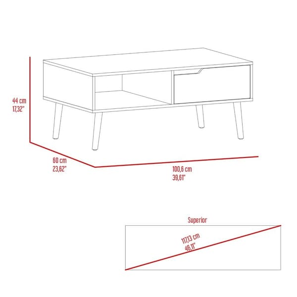 Tuhome Oslo Coffee Table, One Drawer, One Open Shelf, Four Legs, Dark Walnut - MLC6709