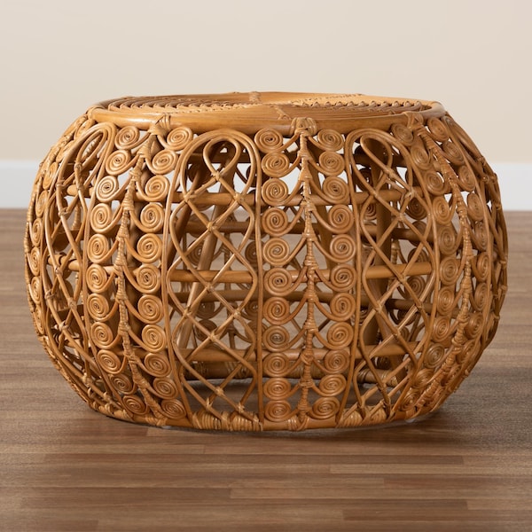 Bali & Pari Tiramisu Modern Bohemian Natural Brown Rattan Coffee Table - 239-13588-ZORO