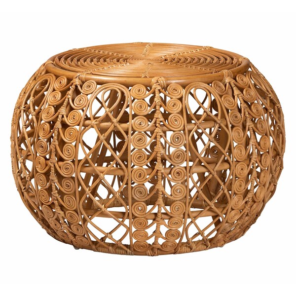 Bali & Pari Tiramisu Modern Bohemian Natural Brown Rattan Coffee Table - 239-13588-ZORO