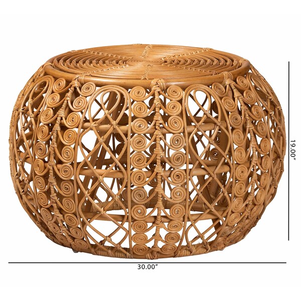 Bali & Pari Tiramisu Modern Bohemian Natural Brown Rattan Coffee Table - 239-13588-ZORO