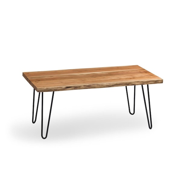 Kd Cama De Bebe 48 in. Hairpin Natural Live Edge Wood Metal Large Coffee Table Natural - KD3236257