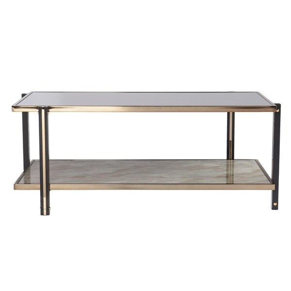 Gfancy Fixtures 43 in. Mirrored & Metal Rectangular Mirrored Coffee Table Champagne - GF3101700