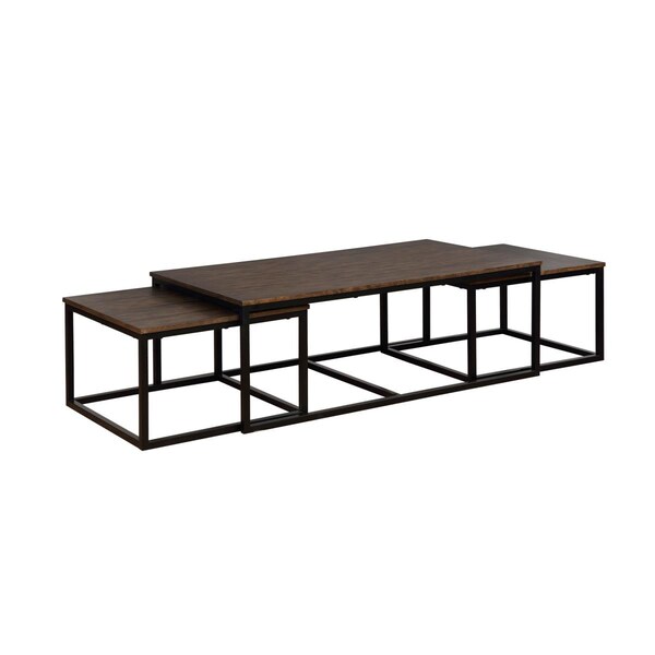 Kd Cama De Bebe 54 in. Arcadia Acacia Wood Coffee Table with Nesting Tables Antiqued Mocha - KD3242736