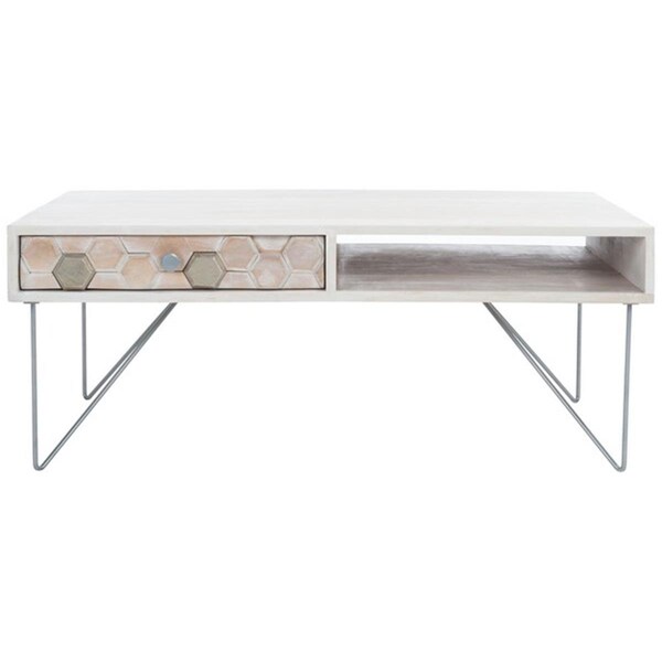 Safavieh Raveena Coffee Table White Wash & Silver - COF9002B
