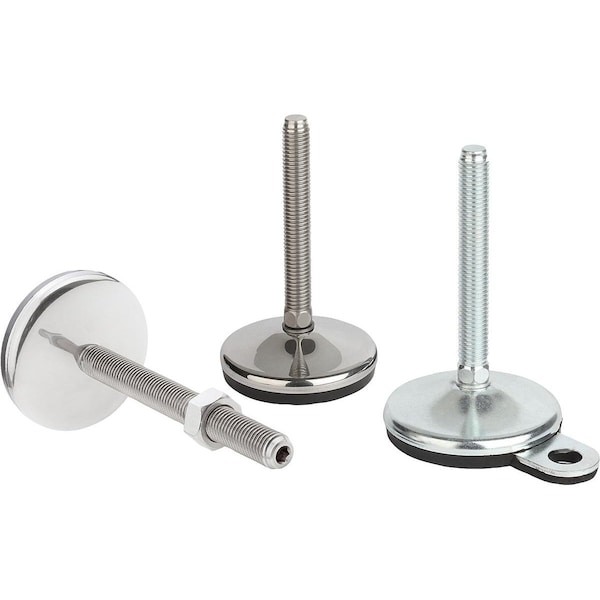 Kipp Levelling Foot With Hexagon Socket, Form:C M12X100, D=50, Stainless Steel, Comp:Rubber - K0739.3205012X100