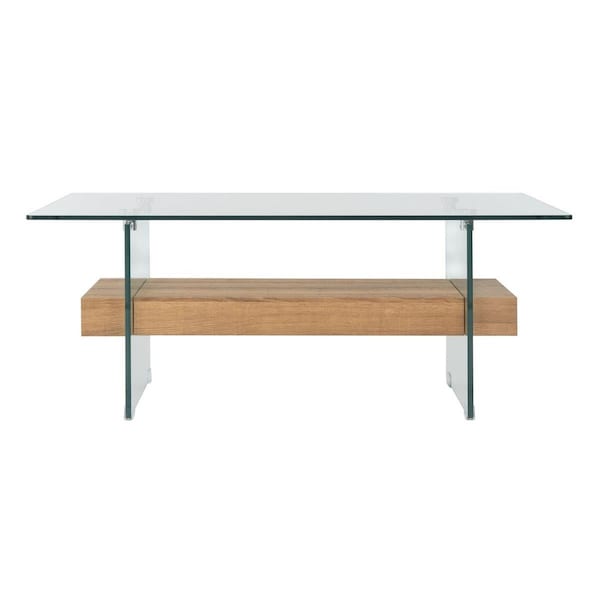 Safavieh Kayley Glass Coffee Table Glass & Natural Brown - COF7004D