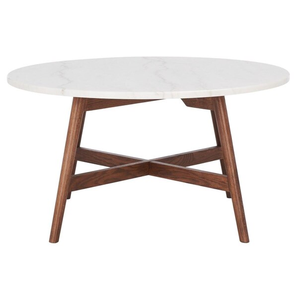 Safavieh Maja Round Marble Coffee Table Marble & Walnut - COF8101A