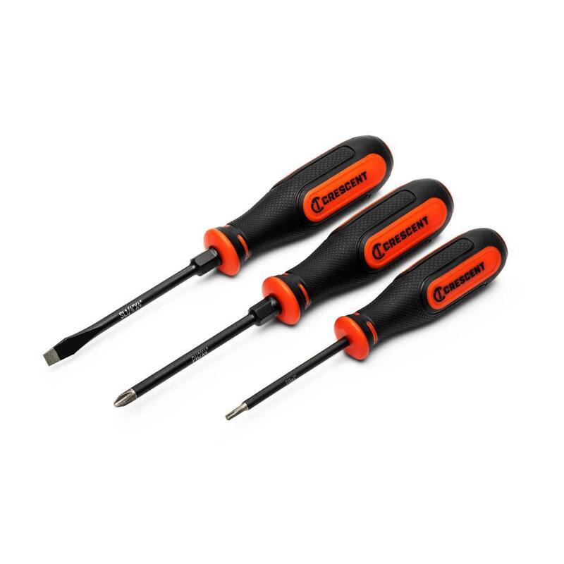 Juego de destornilladores Phillips, de ranura y Torx con punta de diamante de Crescent y mangos de tres lóbulos de material dual (12 piezas) - CDT12PCSET