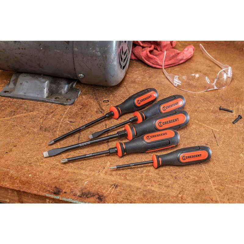Juego de destornilladores Phillips, de ranura y Torx con punta de diamante de Crescent y mangos de tres lóbulos de material dual (12 piezas) - CDT12PCSET