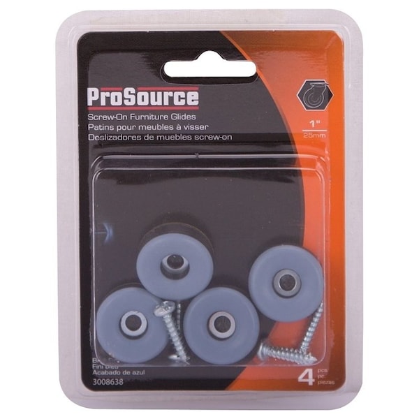 Prosource Furniture Glide, Plastic, Blue, Blue, 1 x 1 x 11/32 in Dimensions - FE-S201-PS