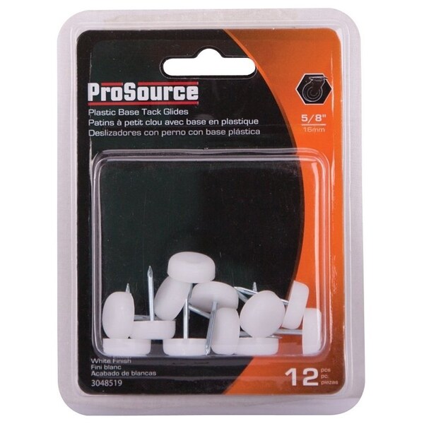 Prosource Furniture Glide, Plastic, White, White, 5/8 x 5/8 x 15/16 in Dimensions - FE-S513-PS