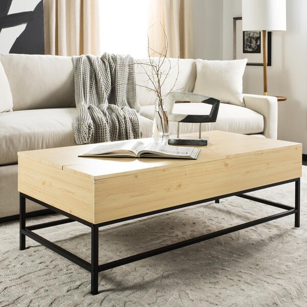 Safavieh Gina Contemporary Lift-Top Coffee Table Light Oak & Black - FOX2239B