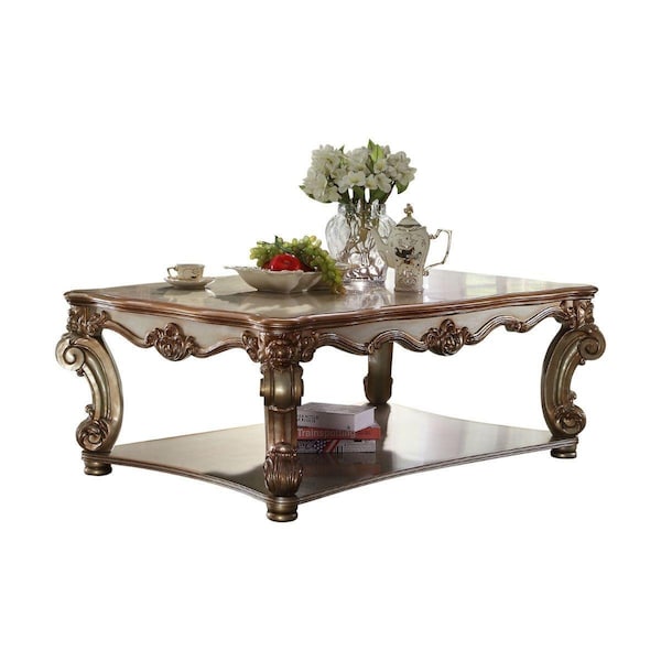 Homeroots 58 in. Manufactured Wood Coffee Table with Storage, Gold Patina - 486056
