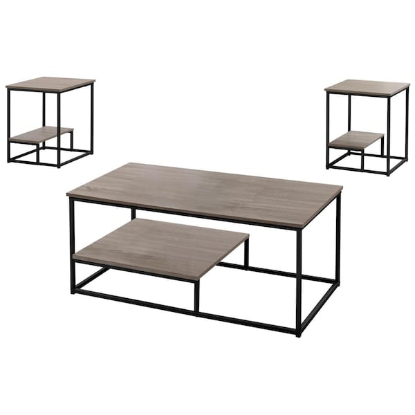 Gfancy Fixtures Dark Taupe & Black Metal Table Set - Set of 3 - GF3094071