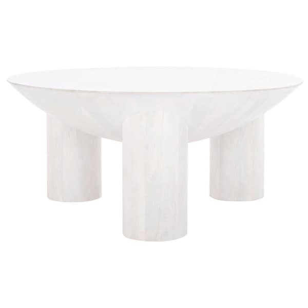 Safavieh 35 x 35 x 16 in. Calhoun Round Wood Coffee Table - White Washed - SFV9705B