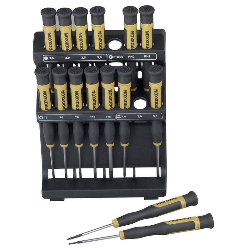 Juego de destornilladores micro de Proxxon con soporte (de 15 piezas) - 28148