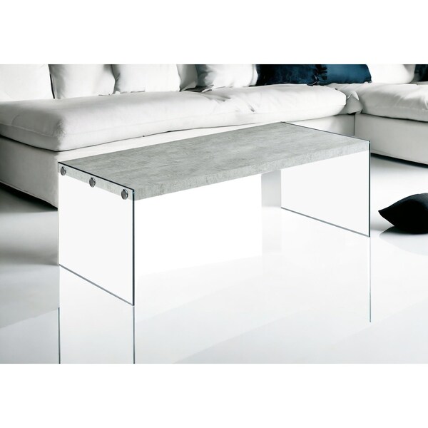 Homeroots 16.25 in. Grey Cement Particle Board & Tempered Glass Coffee Table - 333107