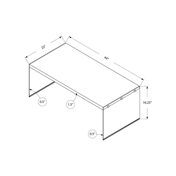 Homeroots 16.25 in. Grey Cement Particle Board & Tempered Glass Coffee Table - 333107