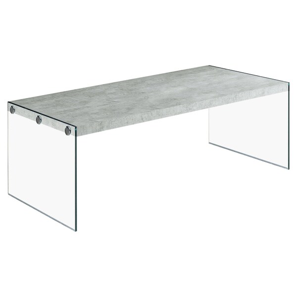 Homeroots 16.25 in. Grey Cement Particle Board & Tempered Glass Coffee Table - 333107