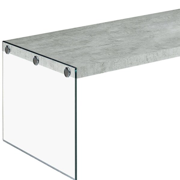 Homeroots 16.25 in. Grey Cement Particle Board & Tempered Glass Coffee Table - 333107
