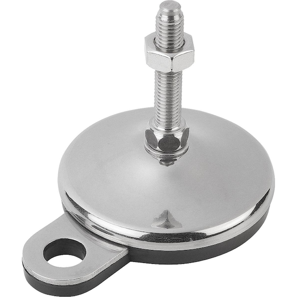 Kipp Levelling Foot, Form:B M20X75, D=80, Stainless Steel, Comp:Rubber - K0739.2208020X75