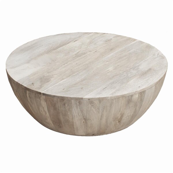 The Urban Port Mango Wood Coffee Table in Round Shape - Light Brown - 25.6 x 23.25 x 33.5 in. - UPT-32181
