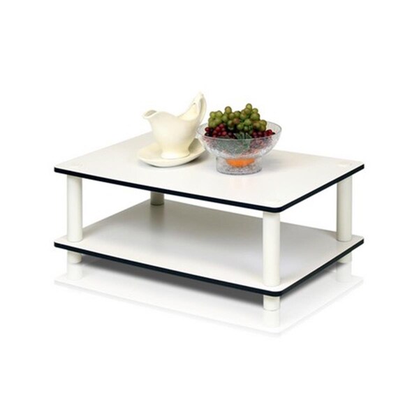 Highkey Just 2-Tier No Tools Coffee Table, White with White Tube - 8.8 x 23.6 x 15.6 in. - LR377423