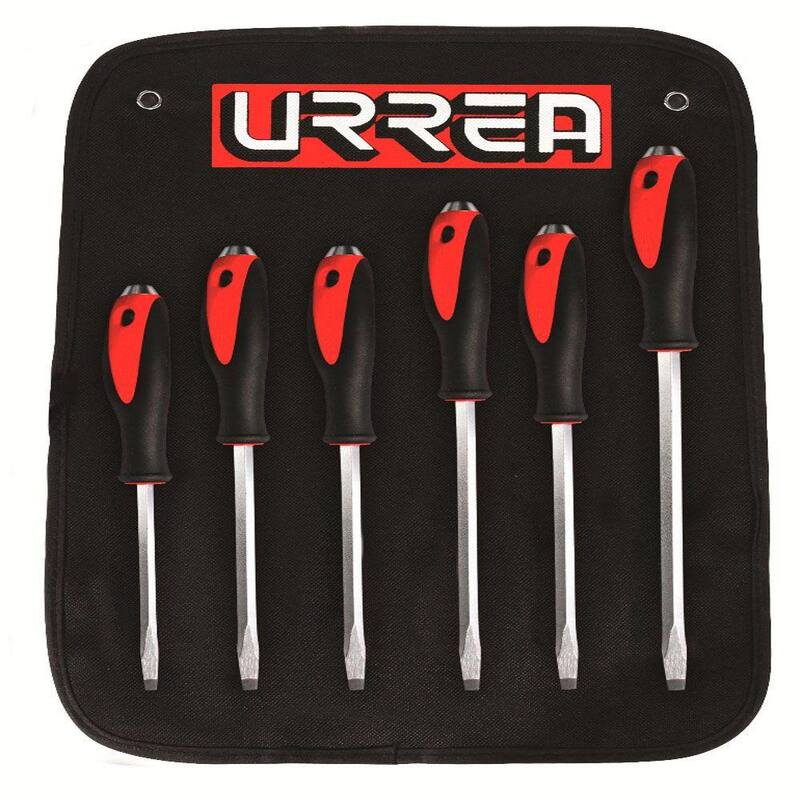 Set de destornilladores percutivos de punta plana URREA (6 piezas) - 9100GA