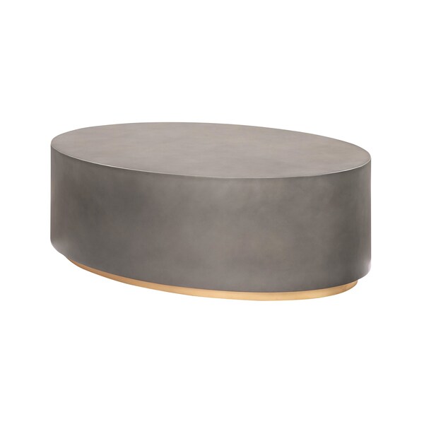Armen Living Anais Concrete and Brass Oval Coffee Table - LCAWCOGR