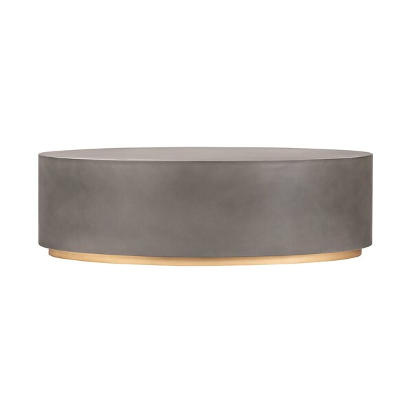 Armen Living Anais Concrete and Brass Oval Coffee Table - LCAWCOGR