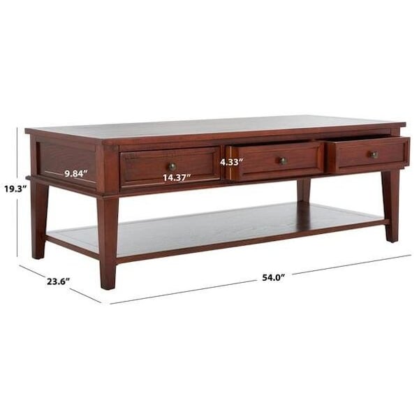Safavieh 19.3 x 54 x 23.6 in. Manelin Coffee Table with Storage Drawers, Sepia - AMH6642A