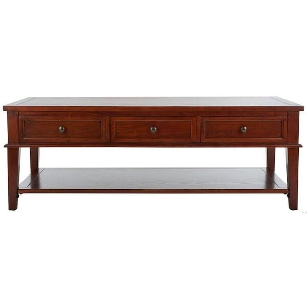 Safavieh 19.3 x 54 x 23.6 in. Manelin Coffee Table with Storage Drawers, Sepia - AMH6642A