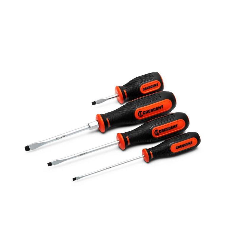 Set de destornilladores ranurados Crescent con mangos trilobulares de material dual (4 piezas) - CSSET4PC