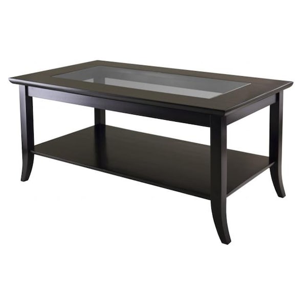 Winsome Trading Winsome Trading 92437 Genoa Rectanuglar Coffee Table with Glass top and Shelf - 92437