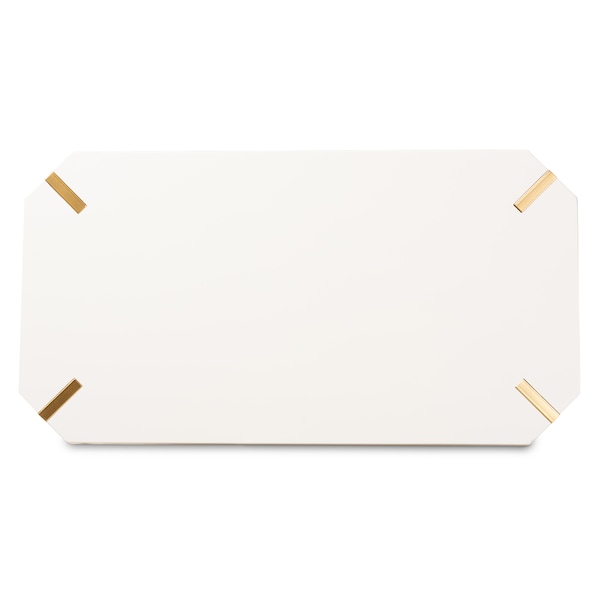 Baxton Studio Kassa Contemporary Glam and Luxe Brushed Gold Metal and White Finished Wood Coffee Table - 181-11312-ZORO