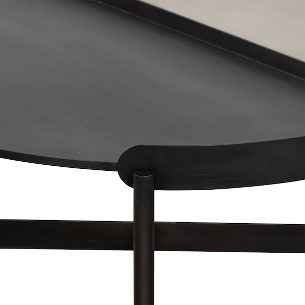 Armen Living Dua Concrete and Metal Round Modern Coffee Table - LCDUCOBLCC