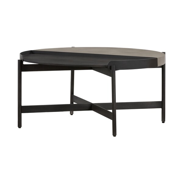 Armen Living Dua Concrete and Metal Round Modern Coffee Table - LCDUCOBLCC