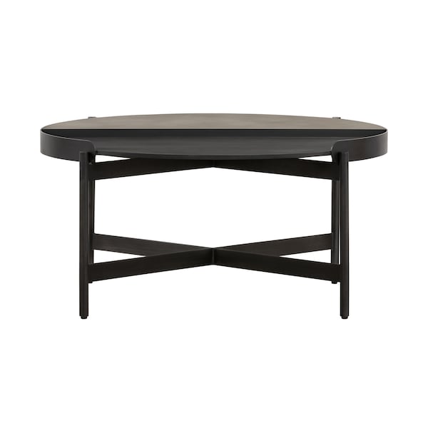 Armen Living Dua Concrete and Metal Round Modern Coffee Table - LCDUCOBLCC