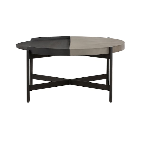Armen Living Dua Concrete and Metal Round Modern Coffee Table - LCDUCOBLCC