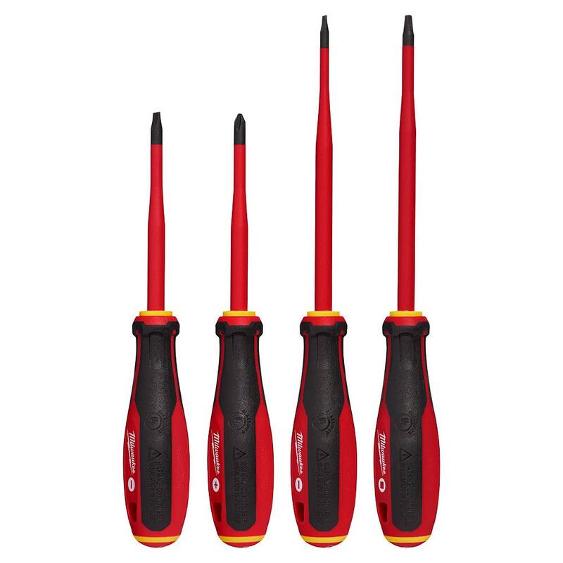 Juego de destornilladores aislados de punta delgada de 1000V de Milwaukee con pelacables y cortador automático (5 piezas) - 48-22-2219-48-22-3082